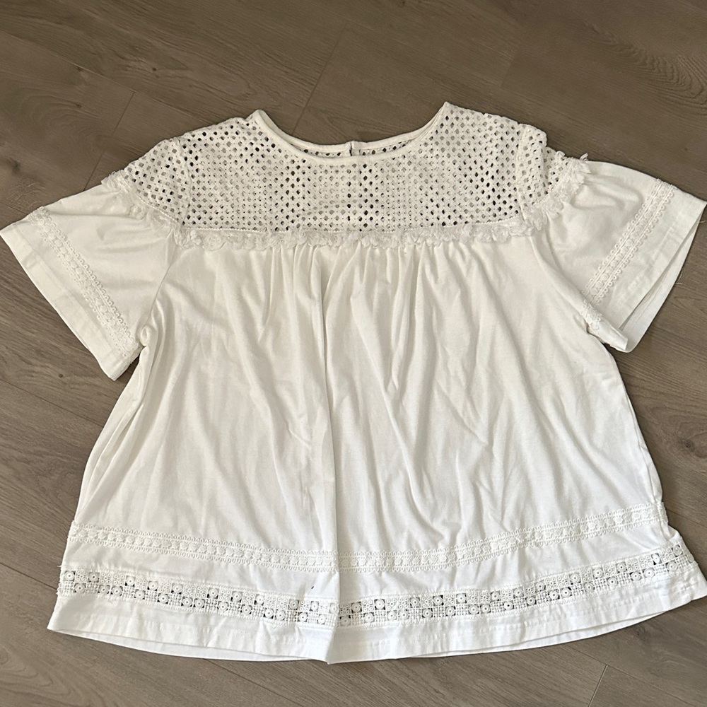 White Lace Detail Women's Top